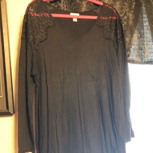 Old Navy black top with lace shoulders